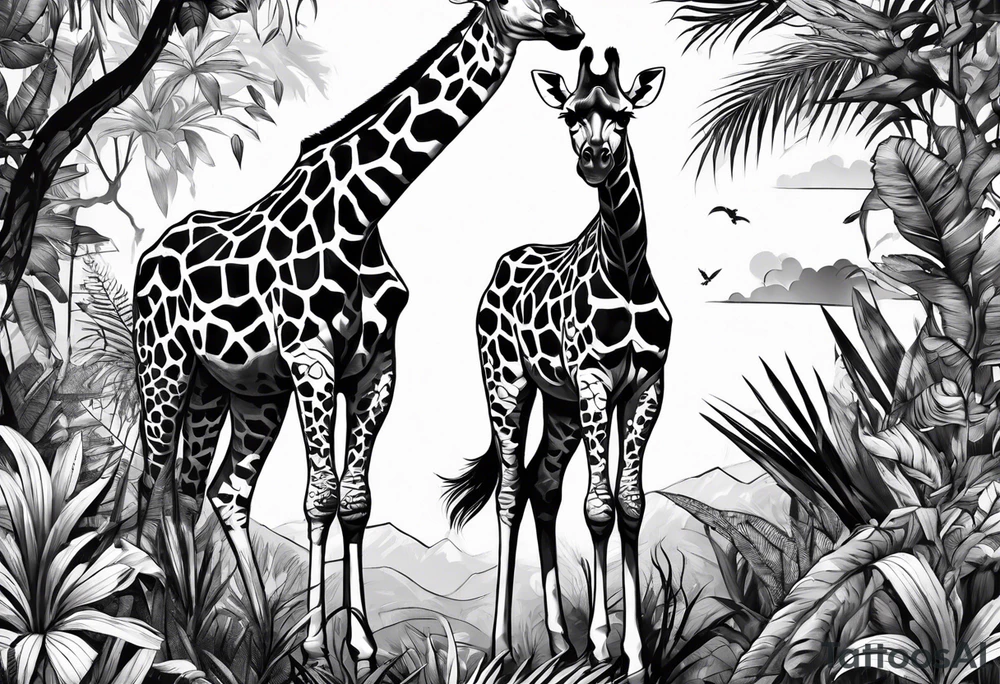 jungle giraffe tattoo idea