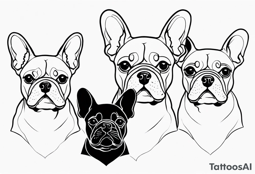 three French bulldogs tattoo idea