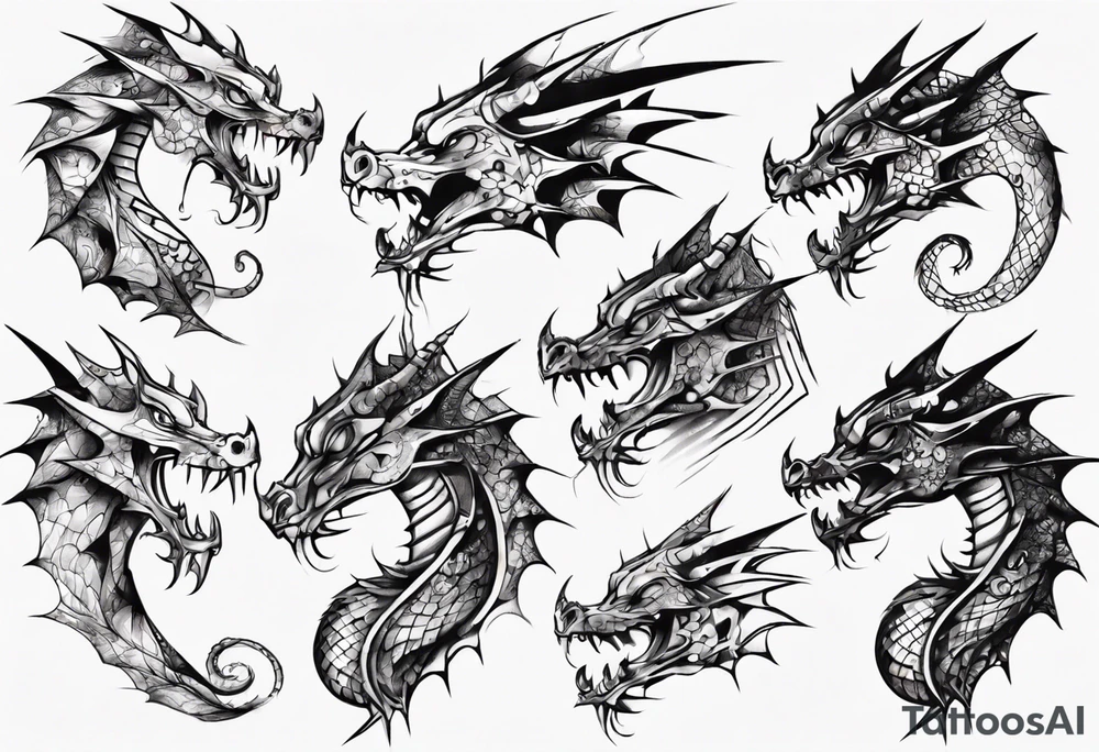Dragon wrapping around arm with spikes tattoo idea