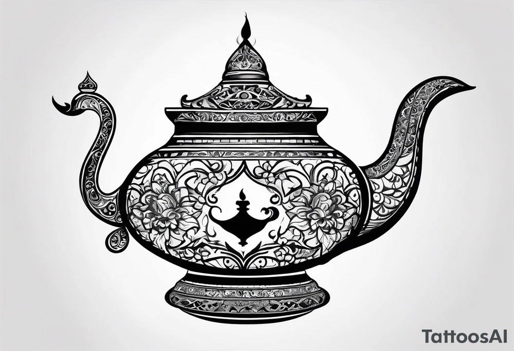 magic lamp with message prince ali in arabic tattoo idea