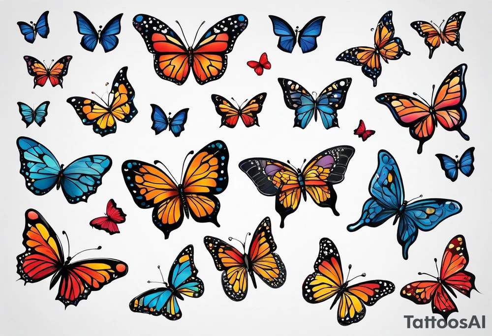 tiny butterflies trailing tattoo idea
