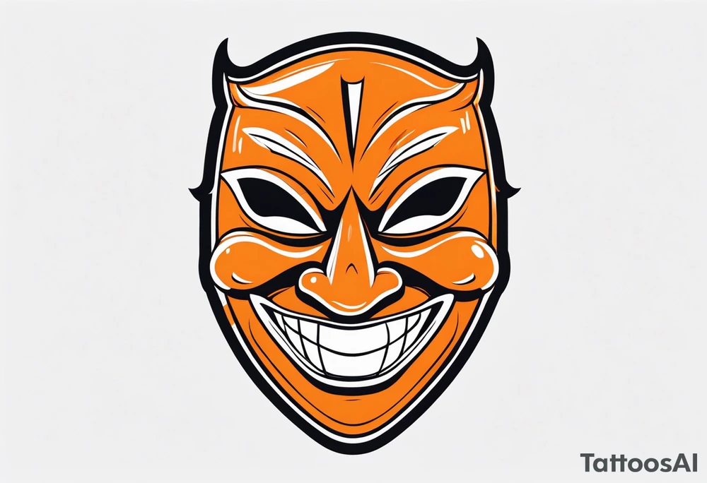 Laughing mask that is orange and black simplistic tattoo idea