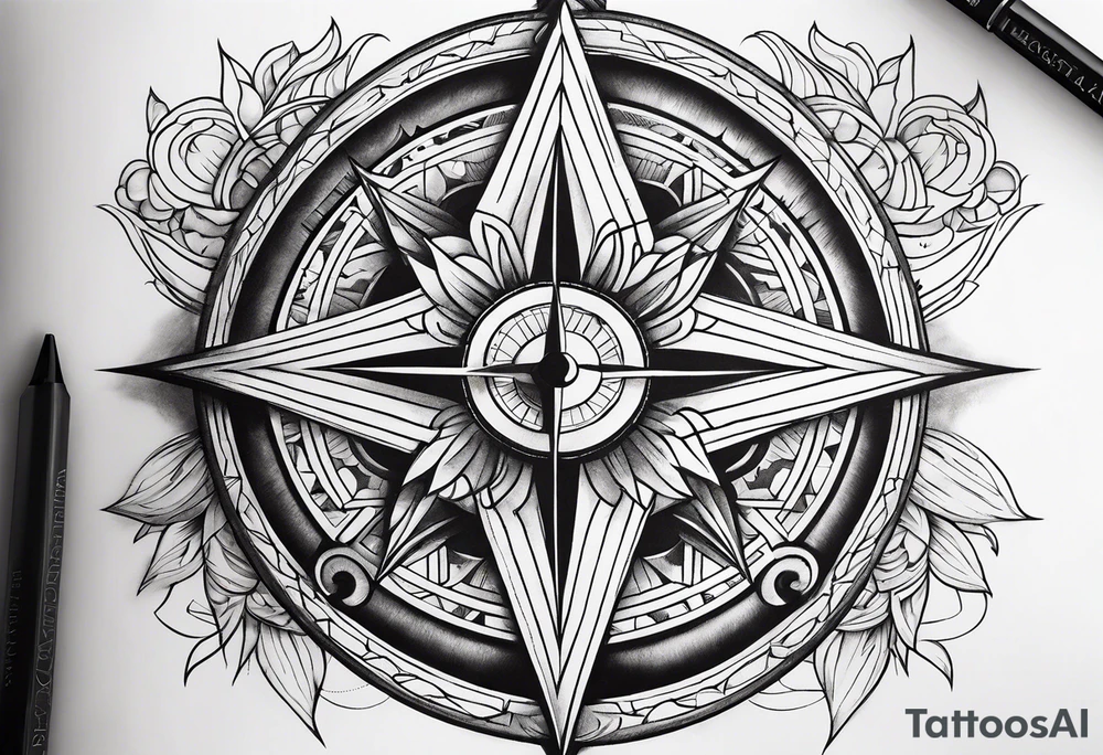 Abstract compass tattoo idea