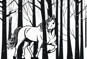 Unicorn in forest – Walking through an enchanted woodland. tattoo idea