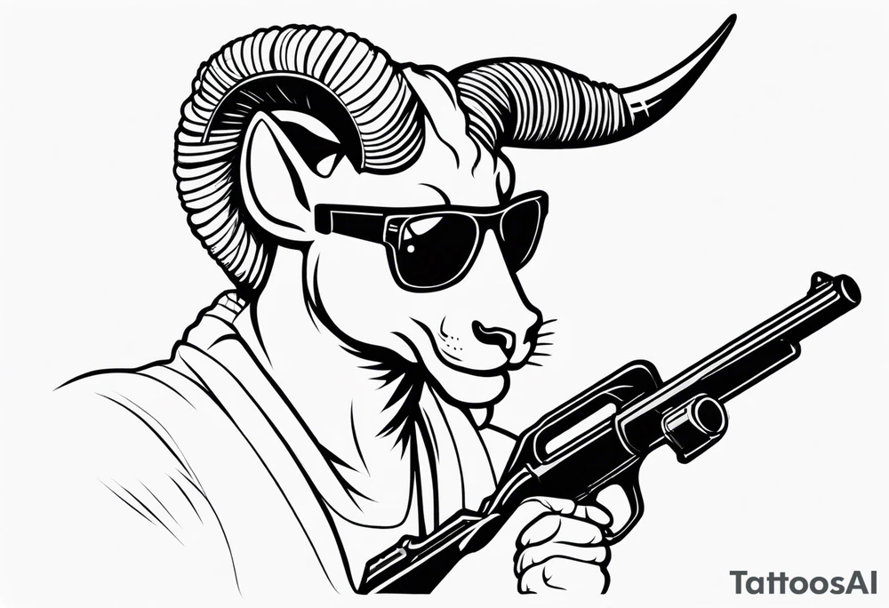 capricorn with sunglasses and shotgun tattoo idea