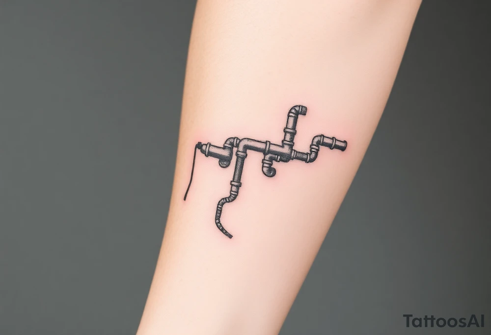 wide System of pipes that transitions and transforms outwards of sides and end into thick, widespread 
veins of forearm tattoo idea