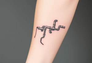 wide System of pipes that transitions and transforms outwards of sides and end into thick, widespread 
veins of forearm tattoo idea