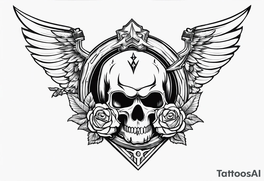 War hammer 40k chest tattoo skull and wings tattoo idea