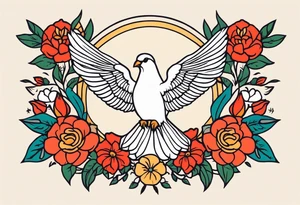 holy spirit

old school vintage simple traditional design with vintage flowers surrounding
bold color simple tattoo idea