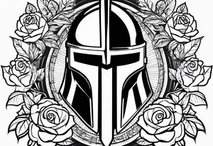 spartan helmet with roses tattoo idea