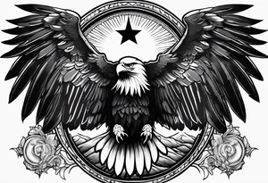 idea of pain for glory in life, discipline and catholic religion. Tattoo on the back with an eagle tattoo idea