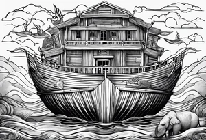 Noah’s ark with the names “leticia” and “Tiffany” incorporated tattoo idea
