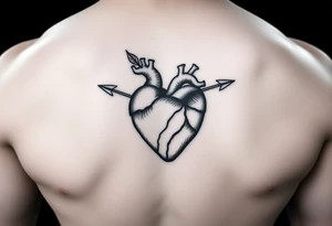 Detailed heart with an arrow inside tattoo idea