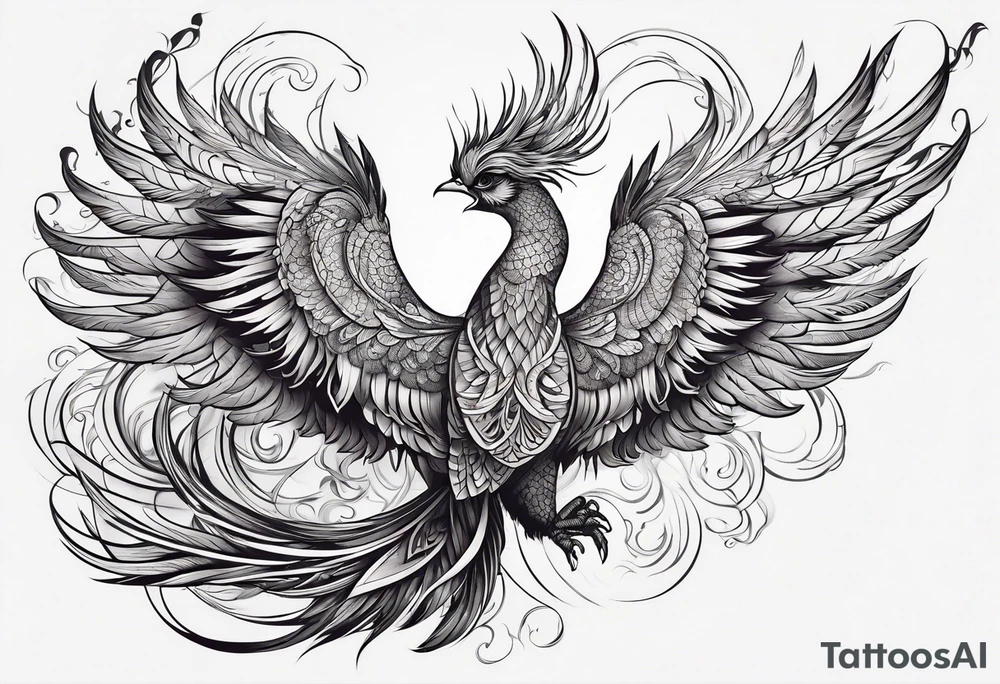 graceful asian style phoenix with extra long tail feathers and a long neck and large feathers
arm tattoo tattoo idea