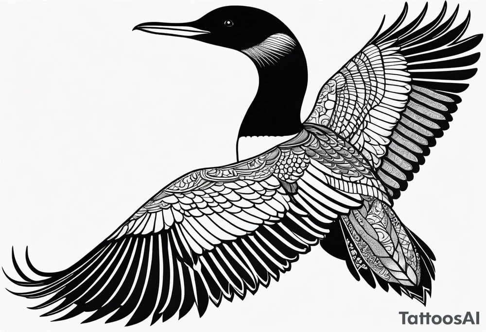 A loon with its wings spread looking badass and tough tattoo idea