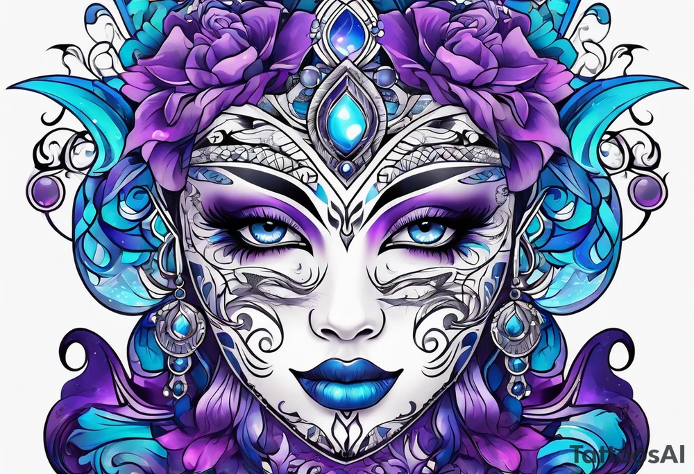 Blue and purple tattoo idea