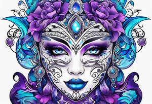 Blue and purple tattoo idea