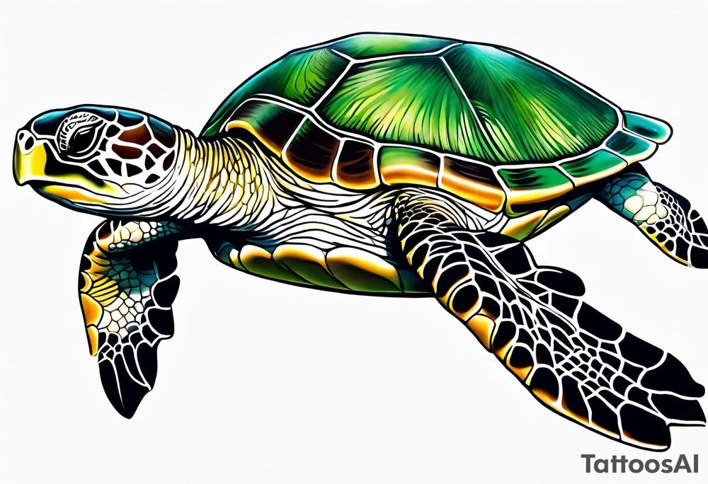 green sea turtle on beach tattoo idea