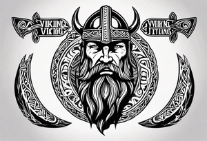 traditional viking with viking writing that also incoorporates the minnesota vikings logo tattoo idea