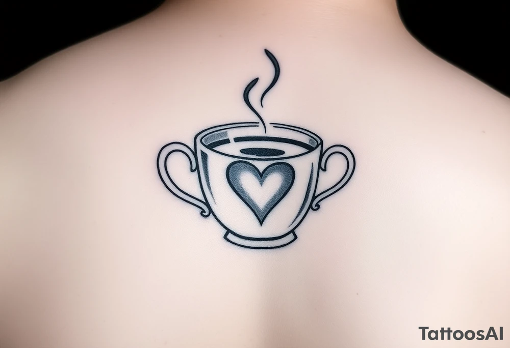 Cute cup of tea with a love heart tattoo idea