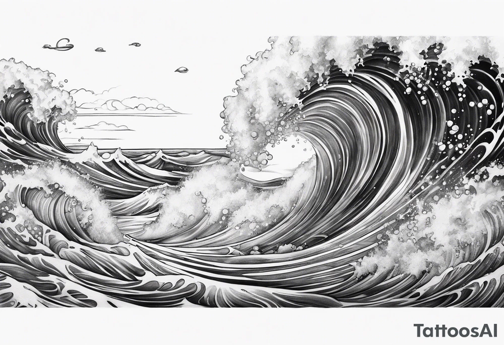 ocean waves bubbles tattoo idea