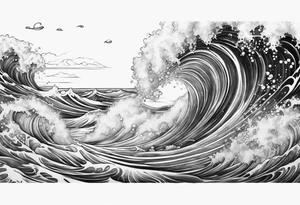 ocean waves bubbles tattoo idea