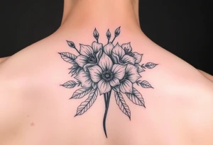 bouquet of posionous flowers tattoo idea
