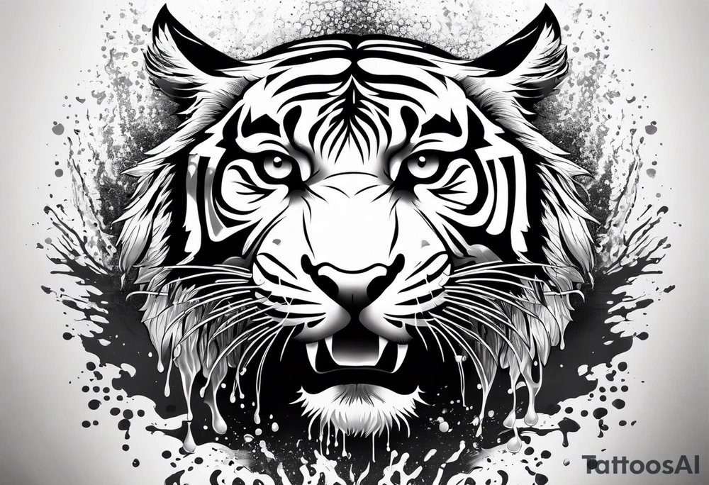 small tiger body splashing paw into water tattoo idea
