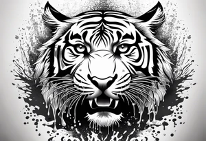 small tiger body splashing paw into water tattoo idea
