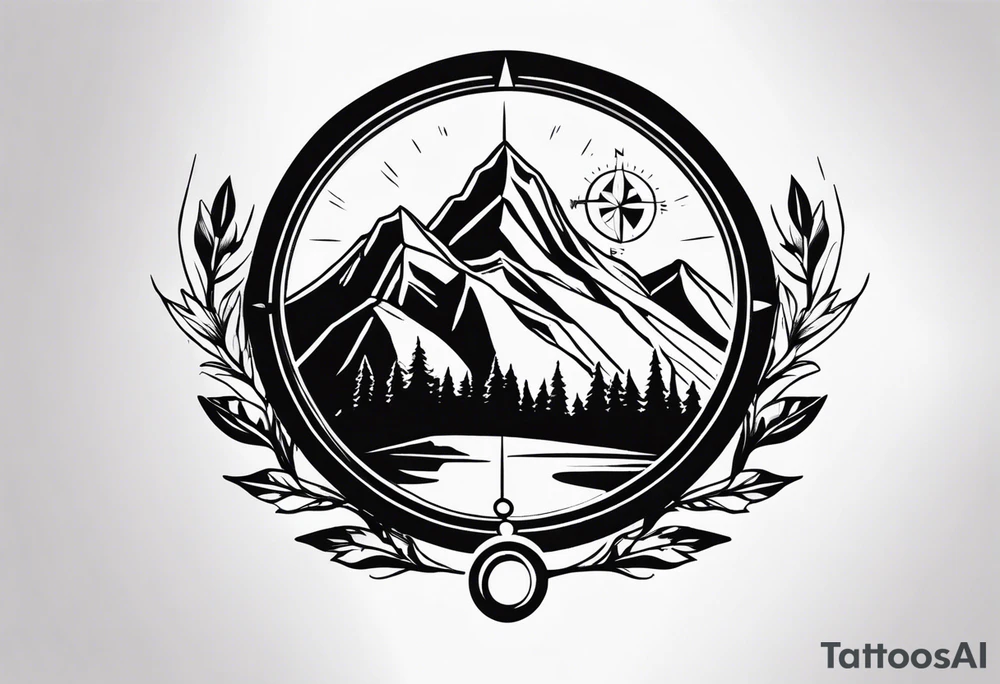 mountain and compass tattoo idea
