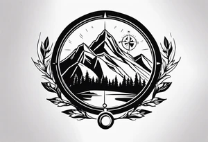 mountain and compass tattoo idea