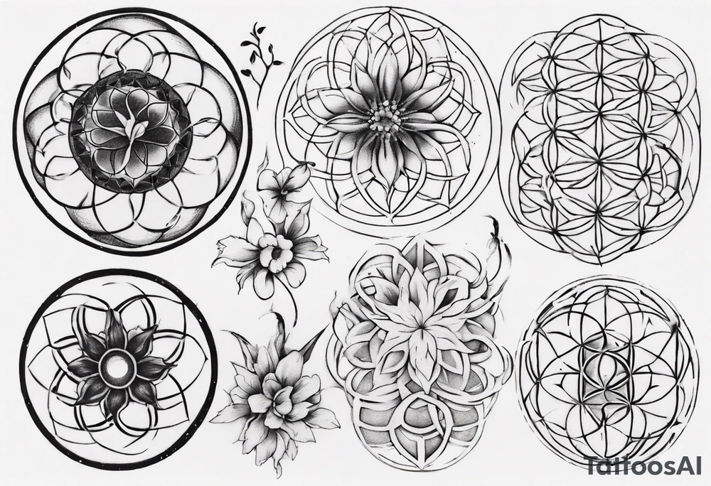 R and Y embedded in flower of life tattoo idea