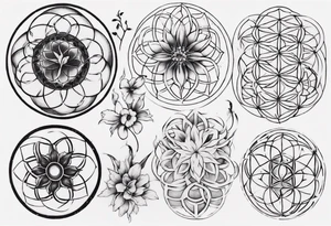 R and Y embedded in flower of life tattoo idea