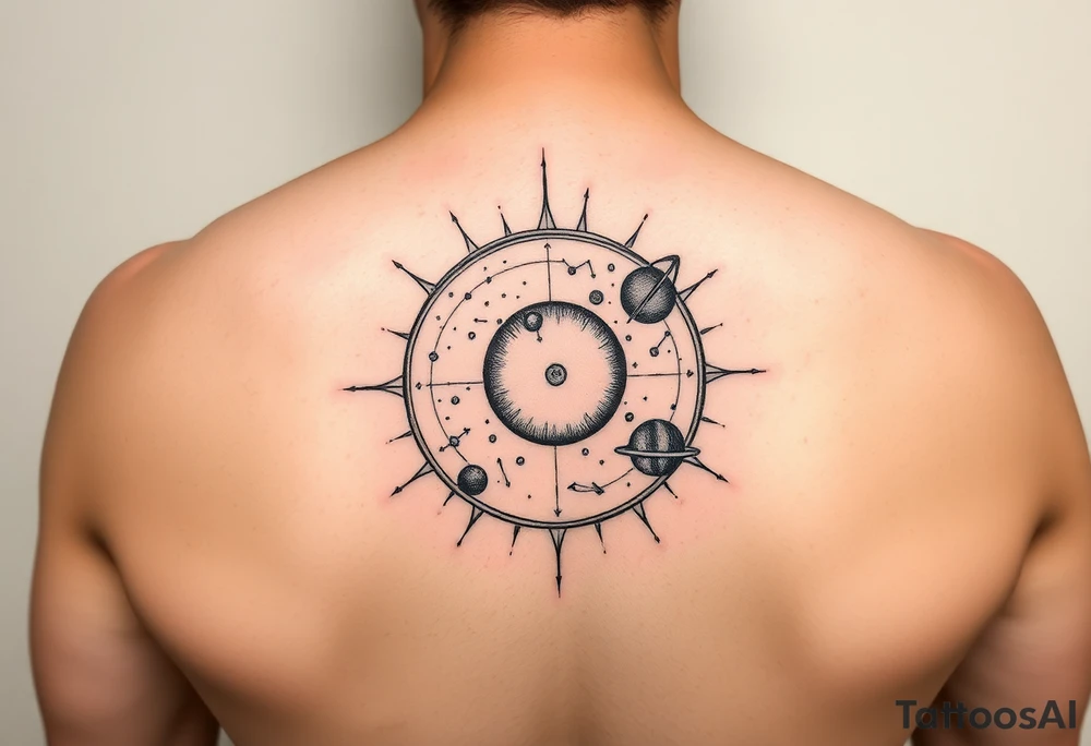 Solar system tattoo with constellations tattoo idea