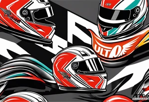 Formula 1 helment with miami colors tattoo idea