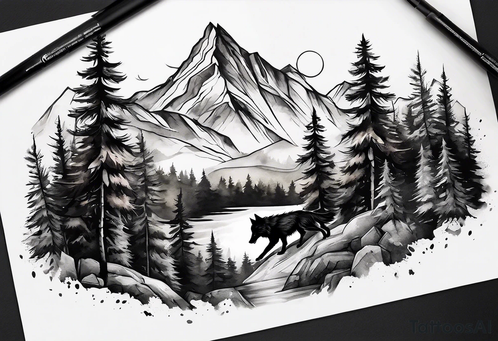 Mountains
Wolf
Forest tattoo idea