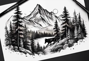Mountains
Wolf
Forest tattoo idea