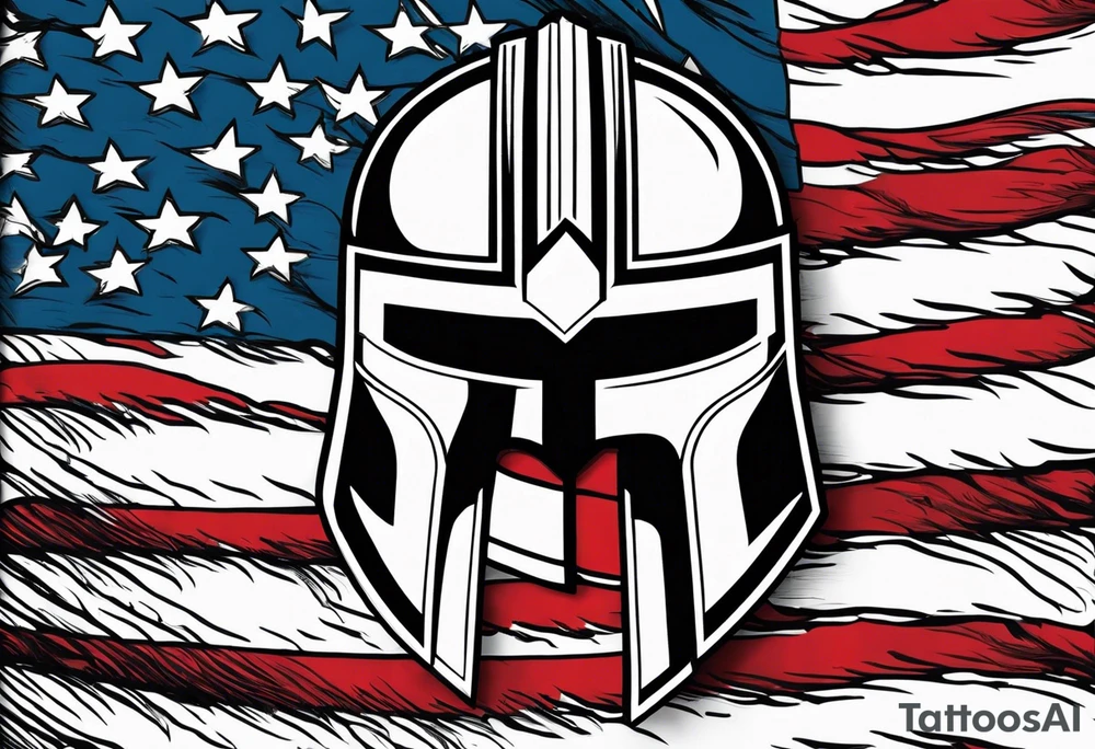 spartan helmet with American flag background tattoo idea