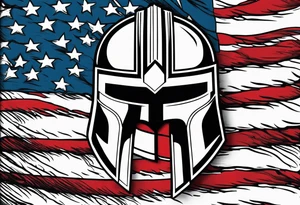 spartan helmet with American flag background tattoo idea