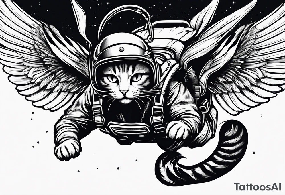 skydiving cat tattoo idea