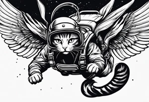 skydiving cat tattoo idea