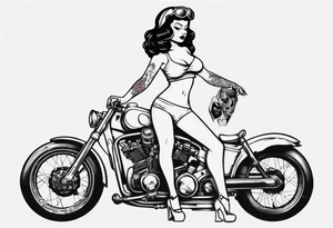 Pinup doll next to motorbike tattoo idea