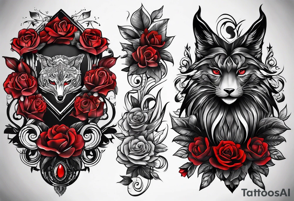 black and red. arm. family.
unique tattoo idea