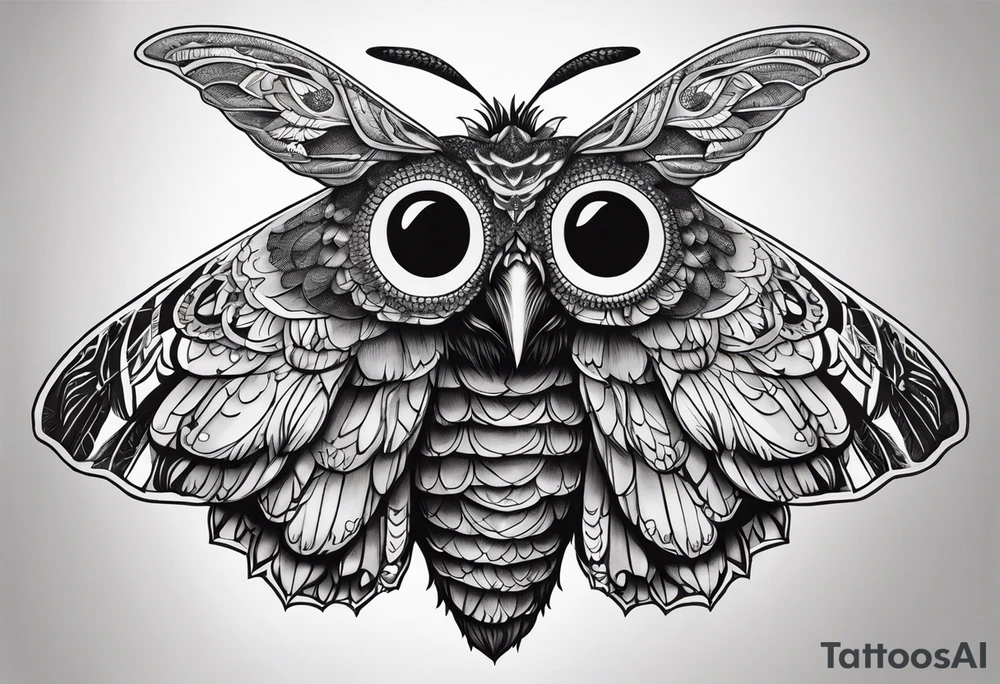 Dead head moth with owl eyes tattoo idea