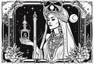 High priestess as a skeleton tarot card tattoo idea