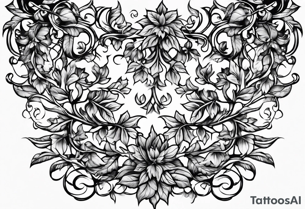 Leafy vines with chain tattoo idea