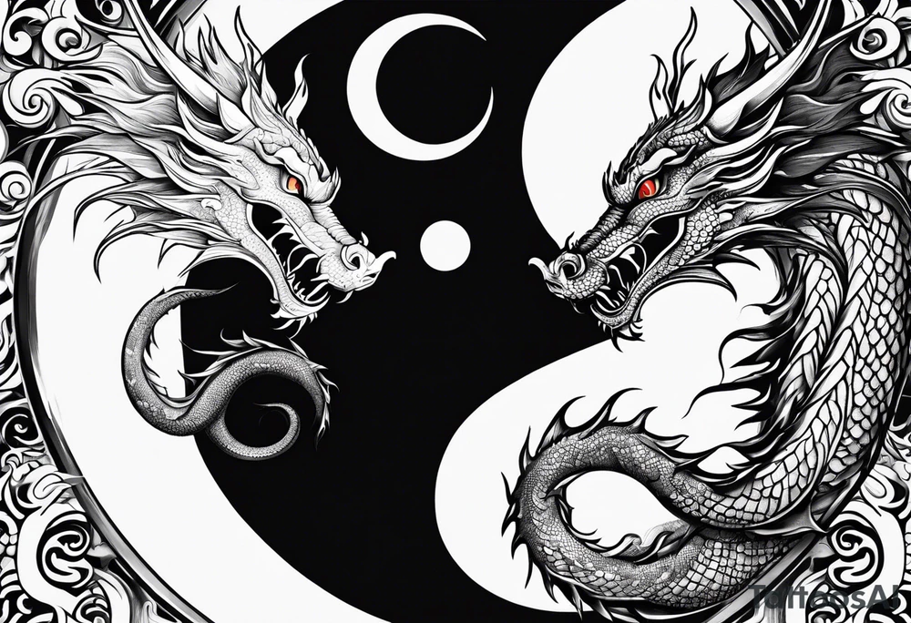 Yin and yang as a dragon tattoo idea
