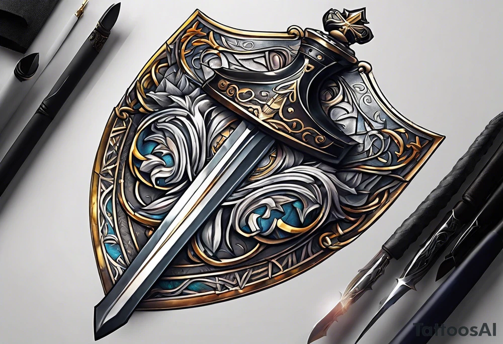 shield and sword tattoo idea