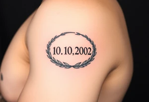 (roman numerals 10.10.2002) inside of laurel crown in an ancient roman styles tattoo idea