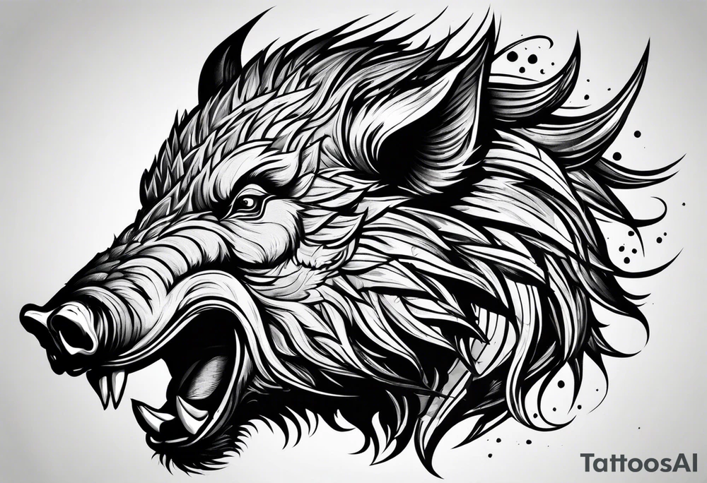 face angry boar tattoo idea